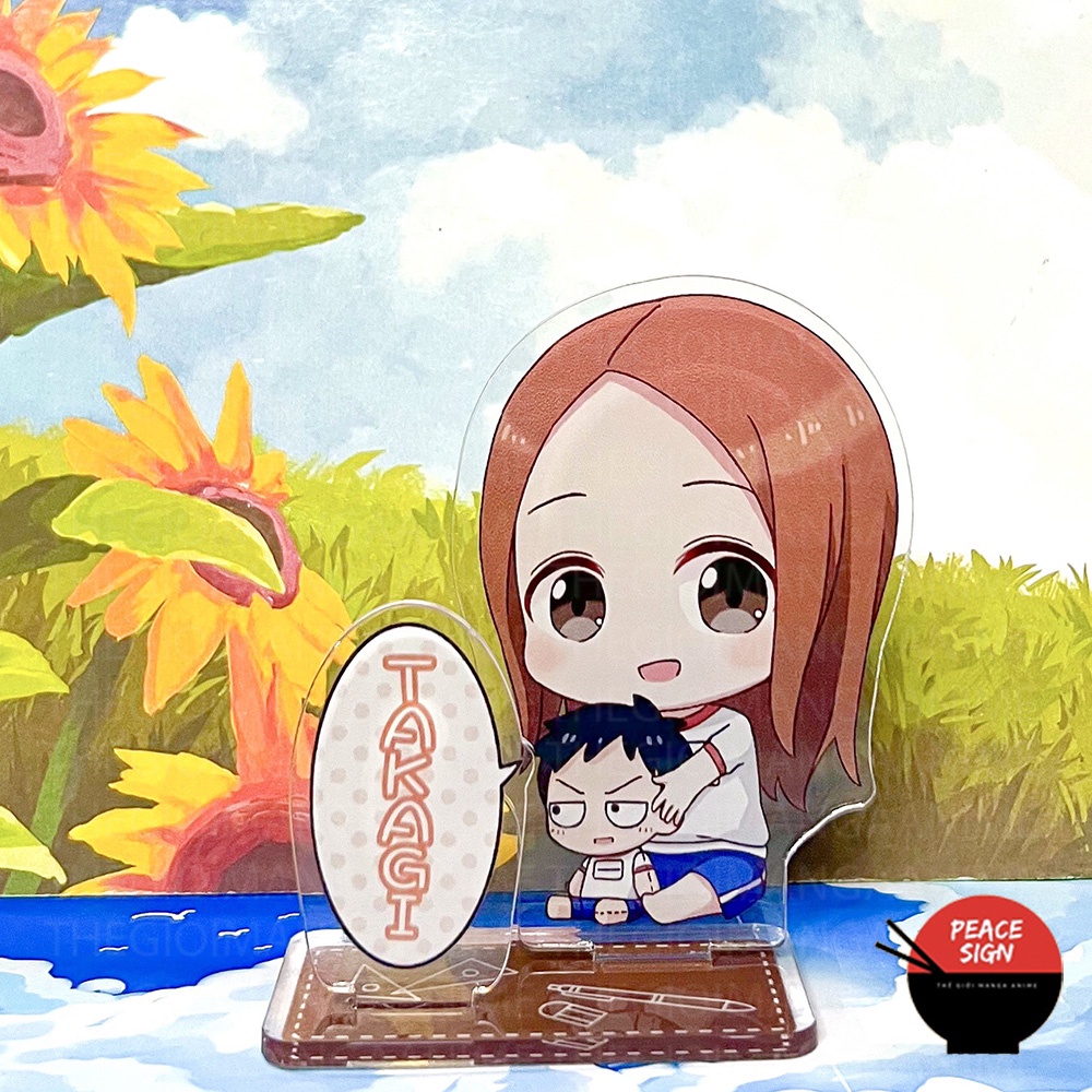 Standee mini NHẤT QUỶ NHÌ MA THỨ BA TAKAGI mô hình Karakai Jouzu no Takagi-san mica trong acrylic anime chibi trưng bày