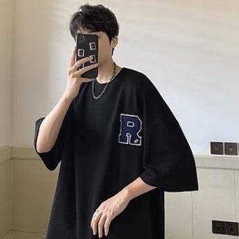 Áo phông rộng nam simple loose cotton áo thun nam form rộng Round neck phong cách hàn quốc đơn giản thể thao áo thun nam unisex