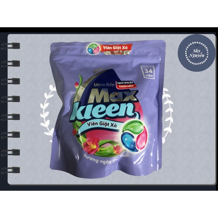 Túi Viên Giặt Xả MaxKleen 2 Trong 1 (34 Viên/Túi)