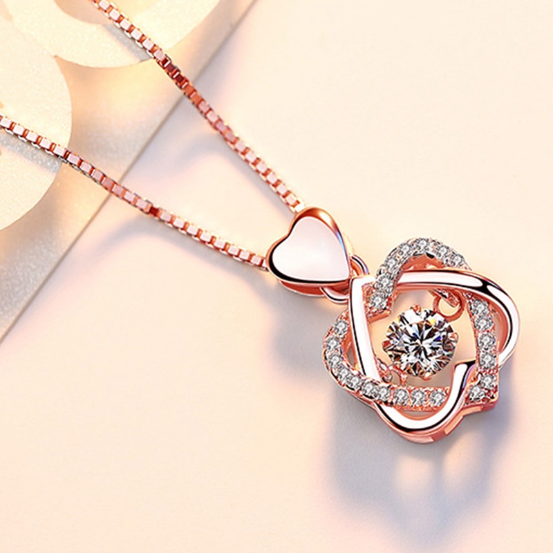 Smart Heart Necklace Female Rose Gold Plated Pendant Clavicle Chain Jewelry