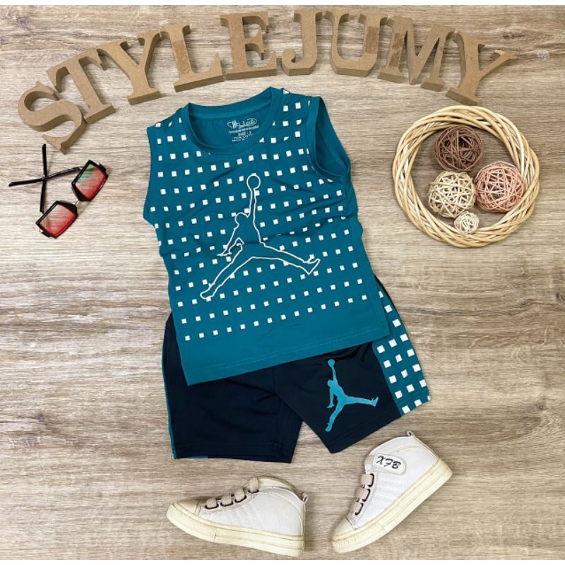 Size 1-12  Bộ đồ bé trai thể thao sát nách thun lạnh in logo