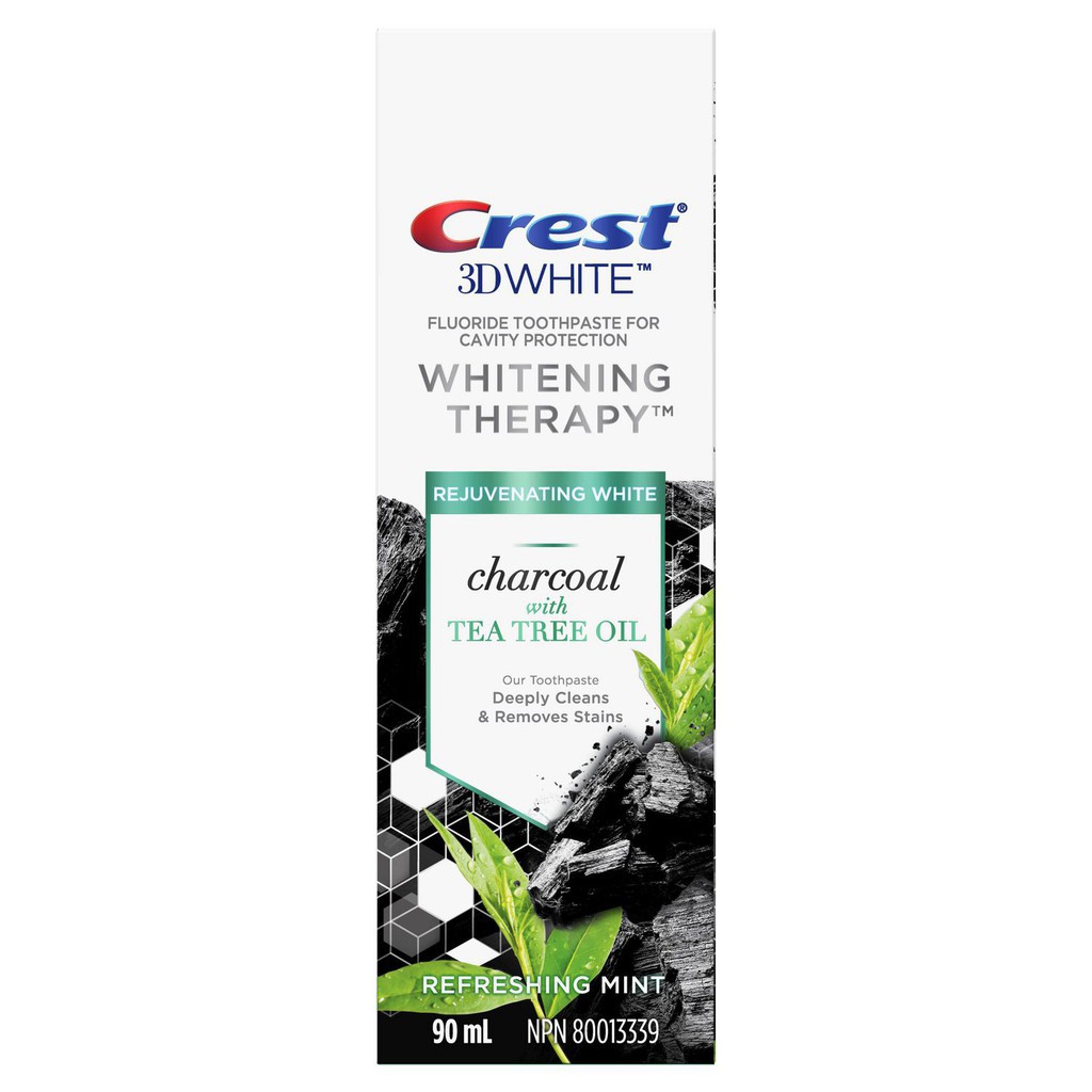 Kem đánh răng than trà xanh Crest 3D Whitening Therapy Charcoal Toothpaste, Tea Tree Oil,166g