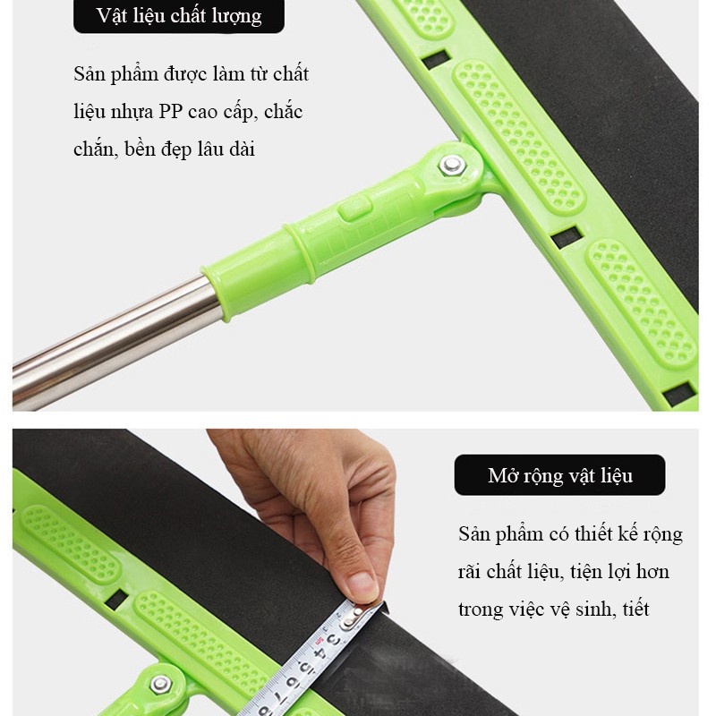 Chổi gạt nước lau kính đa năng kèm tấm cao su thay thế, cây quét nước tiện dụng cán tùy chỉnh độ dài