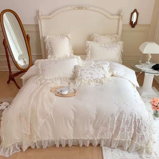 Bộ chăn ga gối Lụa satin 100S cao cấp hoa nổi thêu chìm