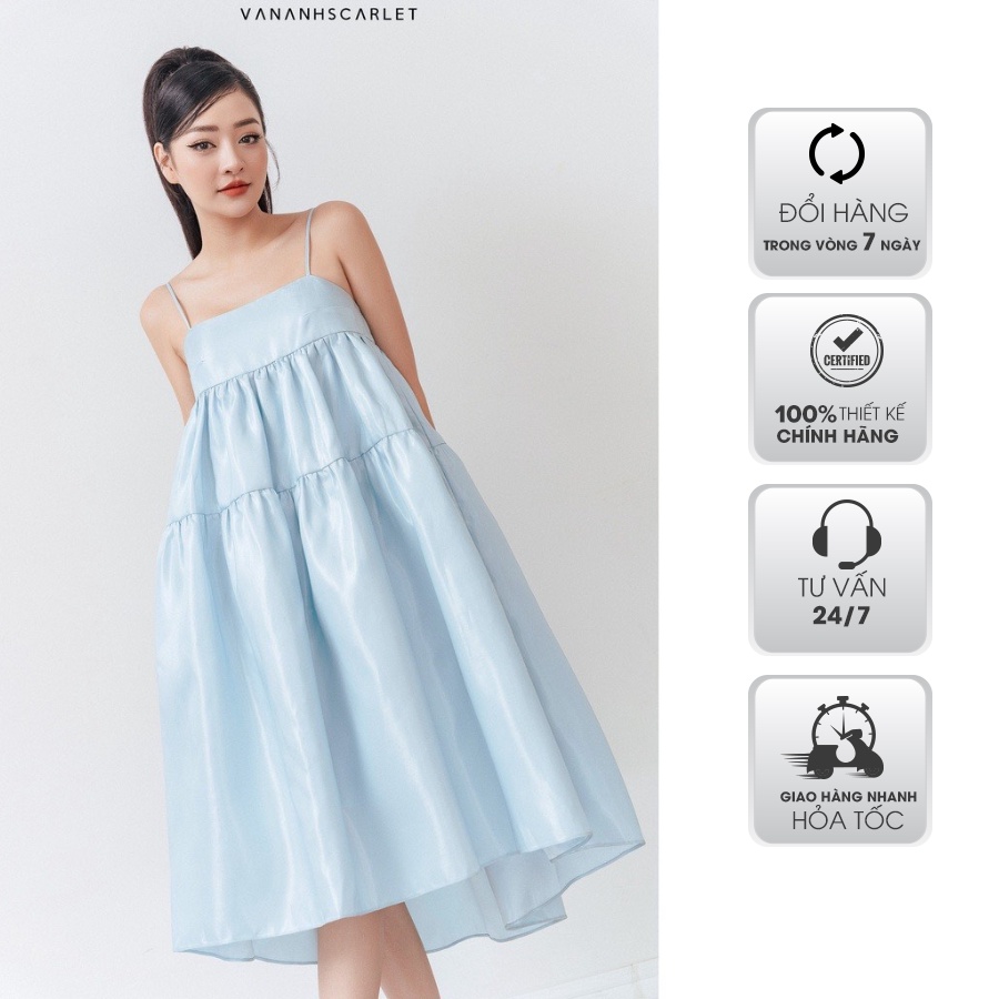 Váy babydoll VANANHSCARLET hai dây lụa óng V043S22