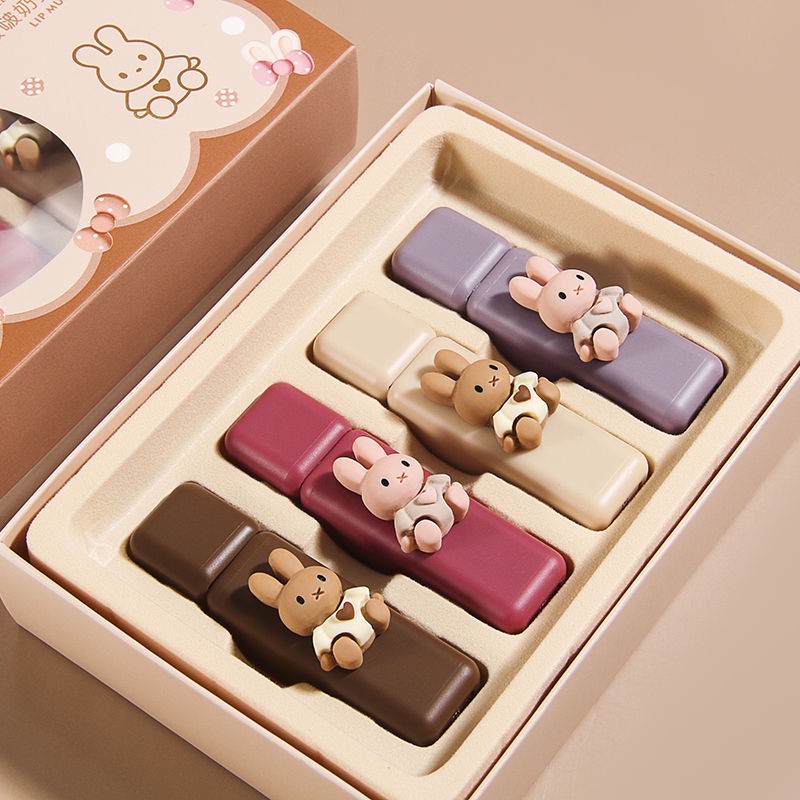 Set 4 Son Môi Dạng Lỏng Chống Thấm Nước Lâu Trôi Thiết Kế Dễ Thương