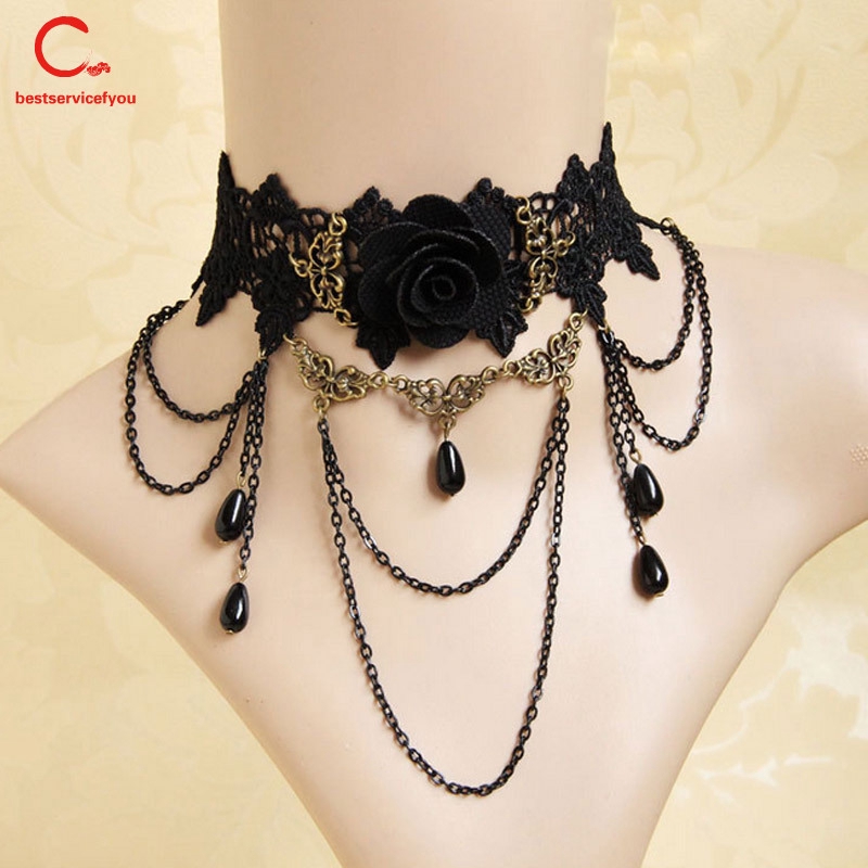 Vòng choker đeo cổ thiết kế phối dây xích độc đáo thời trang dành cho nữ