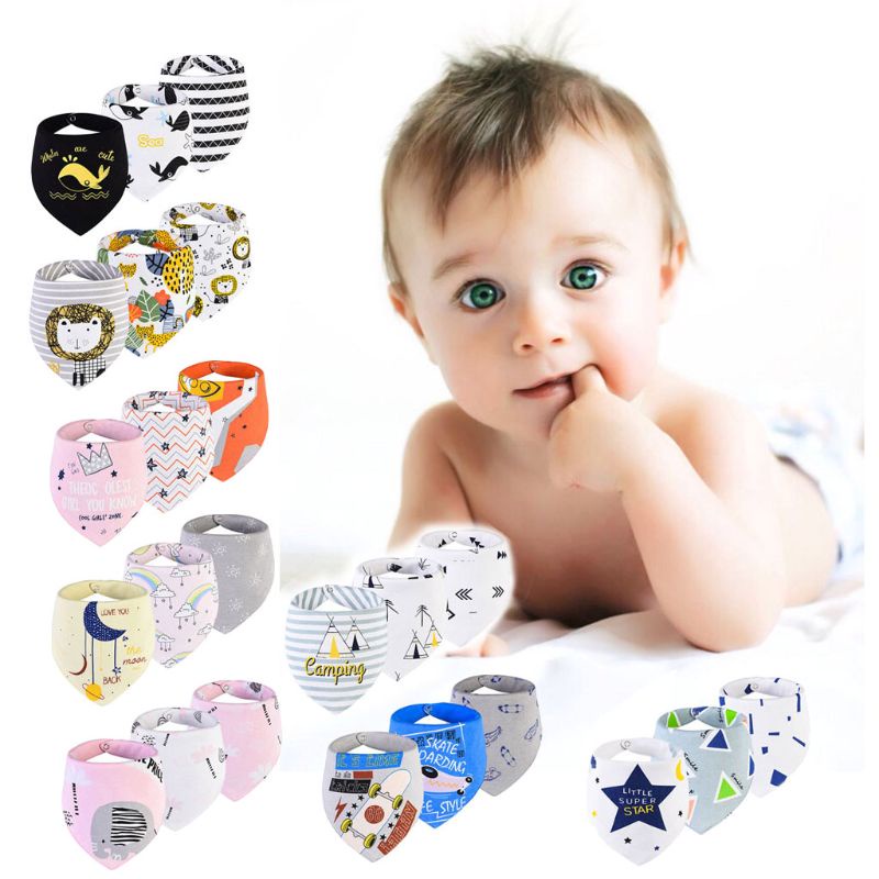 Set 3 Yếm Ăn Bằng Cotton Dành Cho Bé Trai Gái