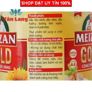 Dầu ăn cao cấp Meizan Gold, dầu thực vật chai 2 Lít