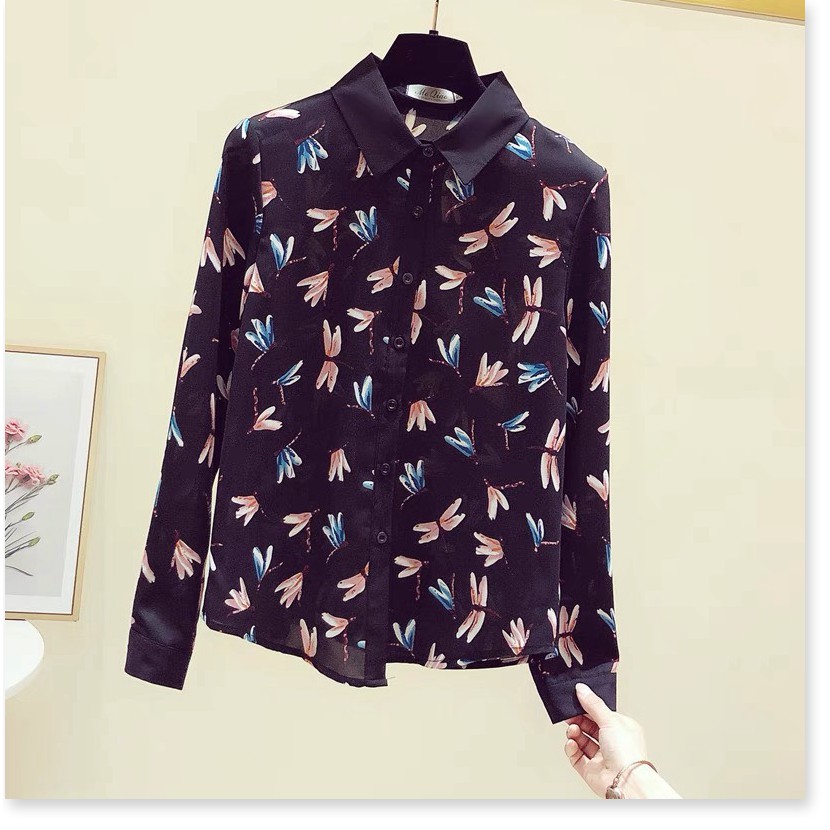 ÁO SƠ MI NỮ HỌA TIẾT CHUỒN CHUỒN ĐẲNG CẤP QUÝ CÔ THỜI TRANG CÔNG SỞ