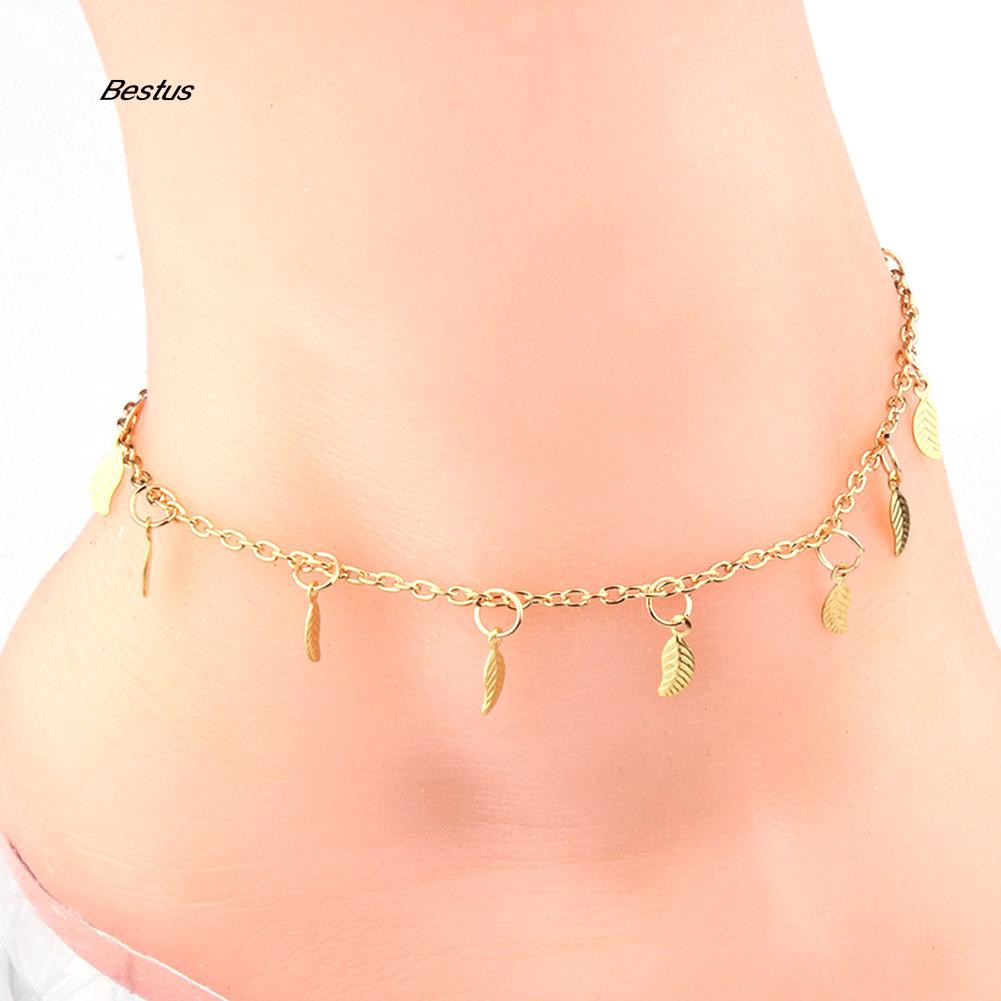 Vòng đeo cổ chân hình chiếc lá kiểu dáng đơn giản thanh lịch dành cho nữ | BigBuy360 - bigbuy360.vn