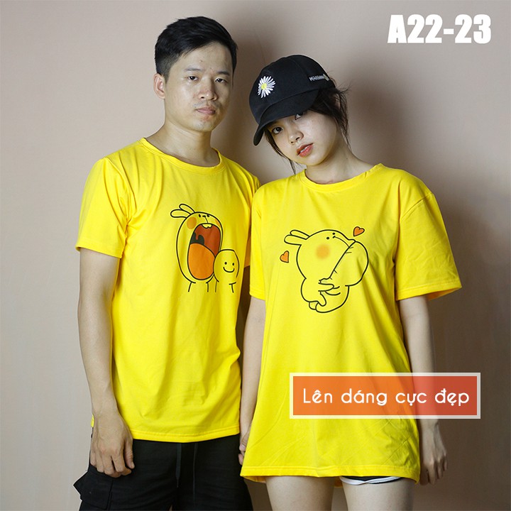 Áo thun đôi áo đôi nam nữ in hình icon cực cute mã a22-23