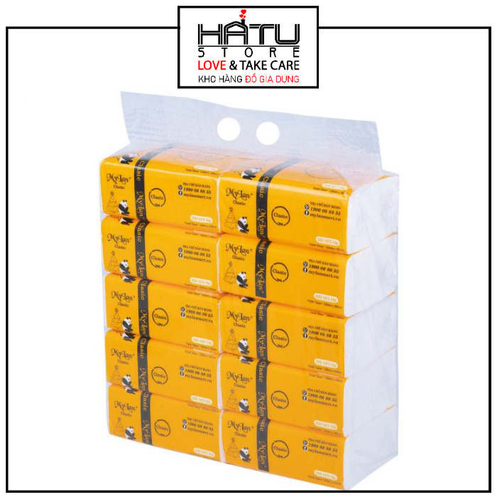 Khăn giấy rút cao cấp Mylan Gấu trúc gói 300 tờ dây 10 gói