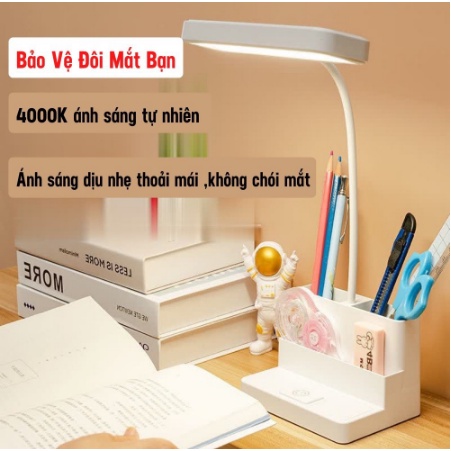 Đèn Học Để Bàn, Đèn Học Chống Cận Để Đọc Sác Làm Việc Có Ngăn Đựng Đồ