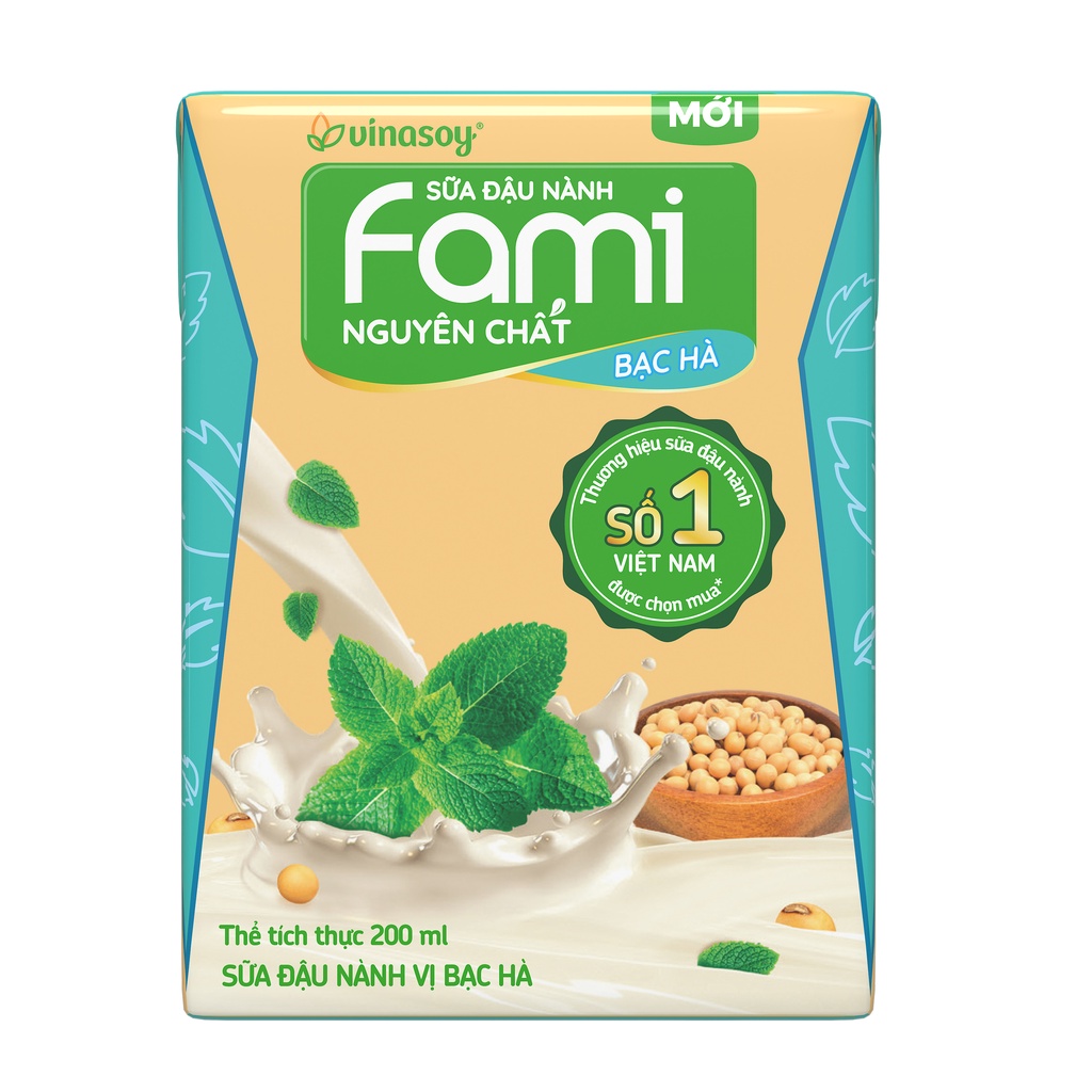 [Mã FMCGMALL -8% đơn 250K] Thùng sữa đậu nành Fami Nguyên Chất vị Bạc hà (36 hộp x 200ml)