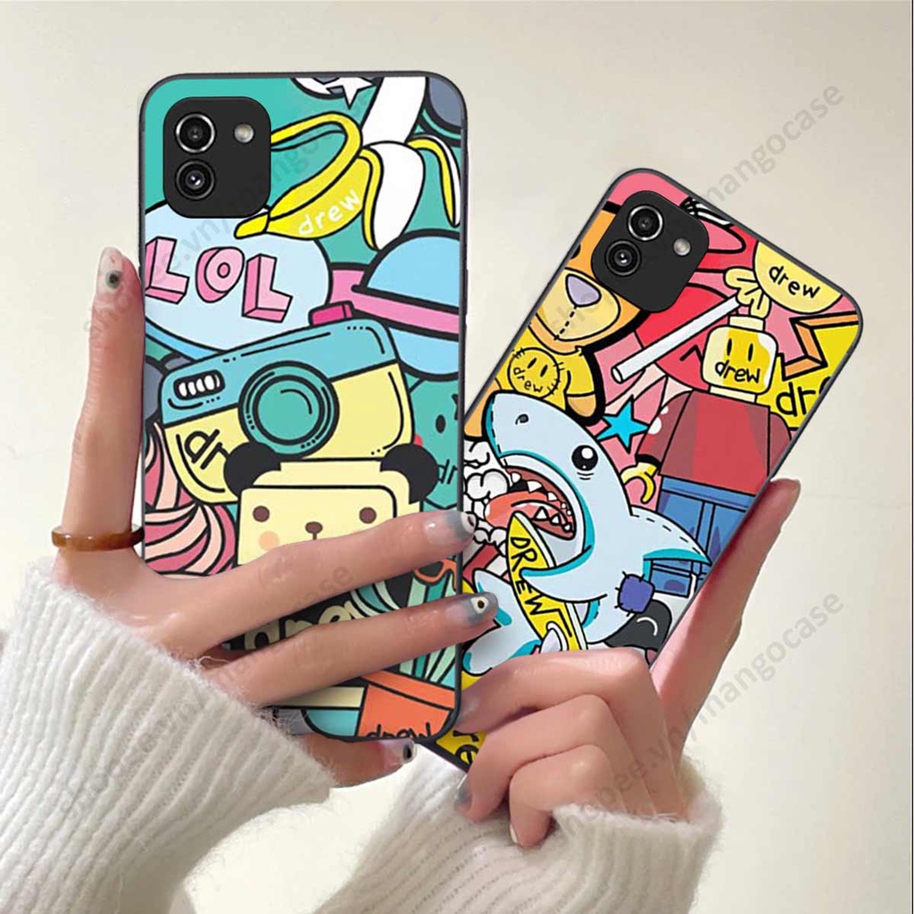 Ốp lưng điện thoại Samsung A03 drew, kaws, bape cao cấp, vỏ ốp rẻ đẹp