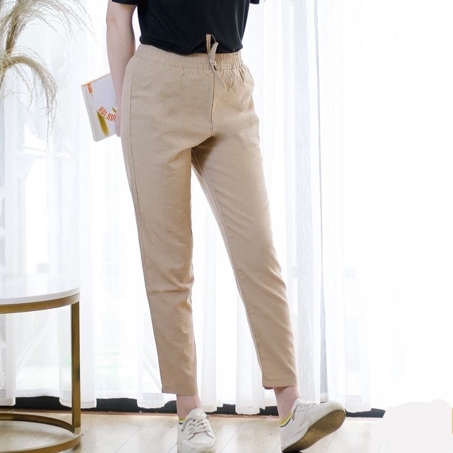 Quần đũi nữ dài baggy cạp chun ZENA cao cấp thoáng mát Q140