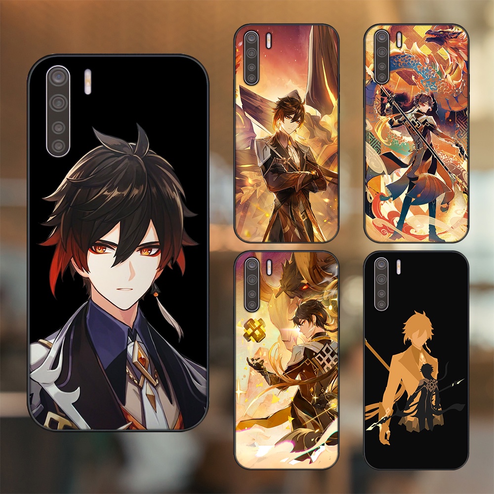 Ốp lưng Oppo A91, Reno 3 viền đen in hình Zhongli Genshin Impact