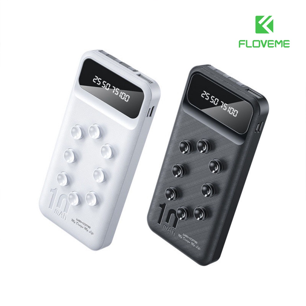 Sạc Dự Phòng 3 in 1/10000mAh Floveme WK 223, Sạc Nhanh Hiển Thị Màn Hình Điện Tử, Dành Cho iOS iPhone và Android