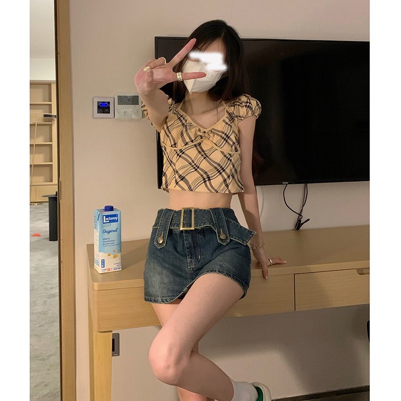 Cocory vn Chân váy jean ngắn eo cao phong cách thời trang cho nữ | BigBuy360 - bigbuy360.vn