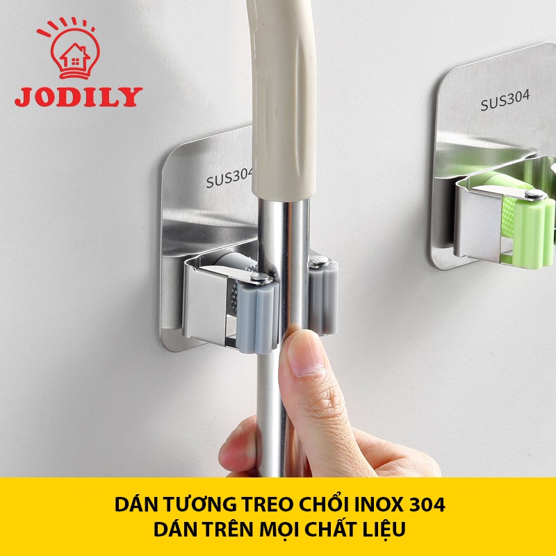 Móc inox 304 kẹp giữ chổi, treo chổi dán tường chống nước, thông minh - có thể chịu lực lên đến 4kg