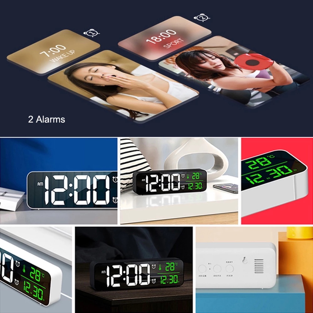 Đồng Hồ Báo Thức Kỹ Thuật Số Có Đèn LED Hiển Thị Nhiệt Độ / Lịch / Đồng Hồ Kỹ Thuật Số Treo Tường Phòng Khách / Phòng Ngủ / Văn