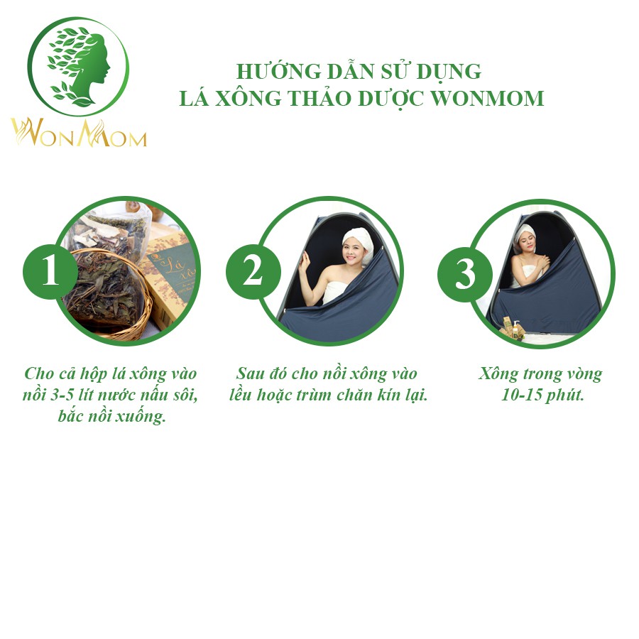 [ Giảm 35K - Đơn 339K ] Lá xông thải độc, giải cảm, sáng da Wonmom - 70 Gr