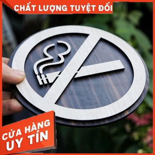 Bảng cấm thuốc (no smoking) gỗ mặt veneer [ tranh trang trí Homestay ]