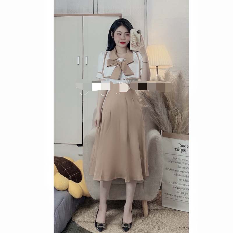 Set váy nơ cổ | BigBuy360 - bigbuy360.vn