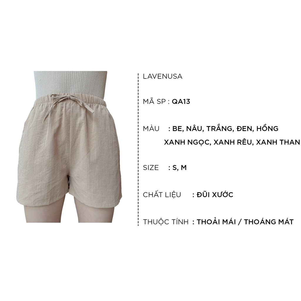 Quần short nữ ống rộng vải đũi cạp chun thoải mái LAVENUSA QA13 | BigBuy360 - bigbuy360.vn