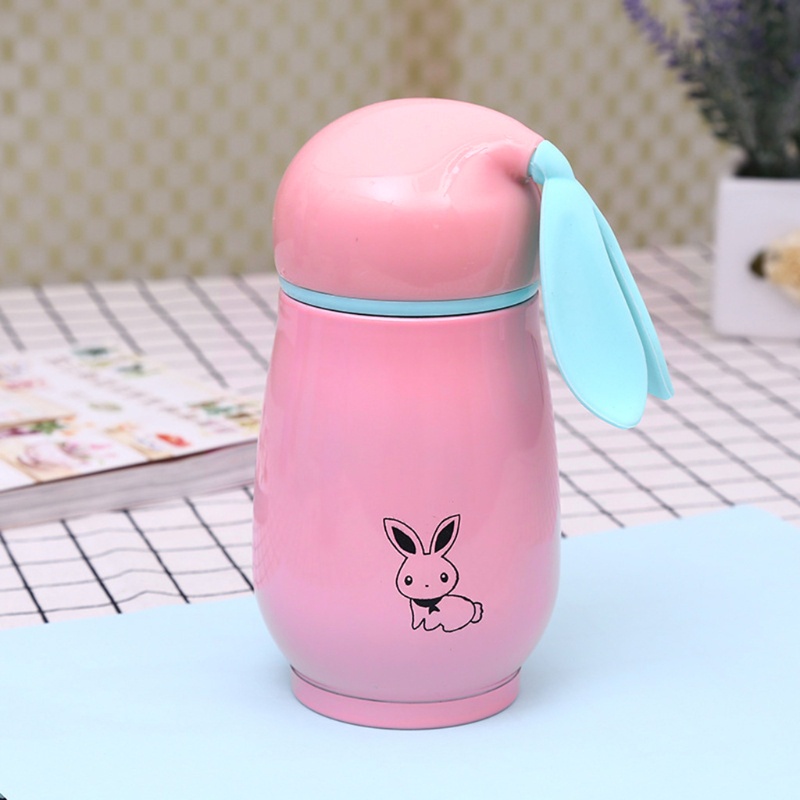 Bình Nước Giữ Nhiệt Bằng Thép Không Gỉ Hình Thỏ Đáng Yêu Cho Trẻ Em