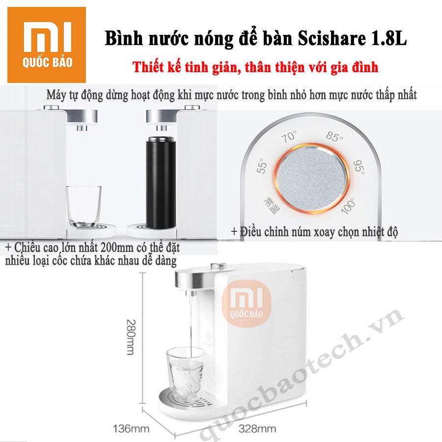 Bình đun nước siêu tốc để bàn Xiaomi Scishare 1.8L