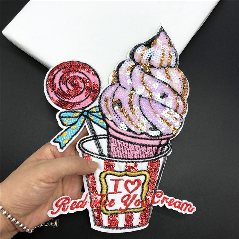 Sticker Ủi Thêu Hình Cây Kem Hoạt Hình