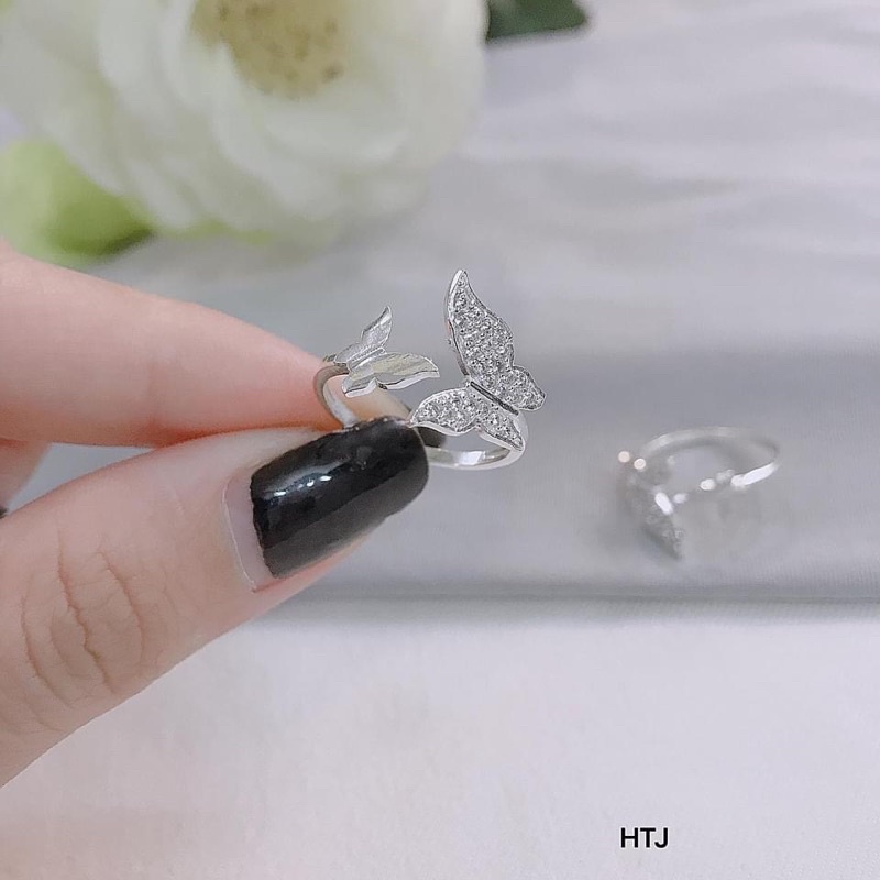 Nhẫn Bạc Nữ Free size Thiết kế hình bươm bướm nhẹ nhàng sang chảnh - Bạc Nomi