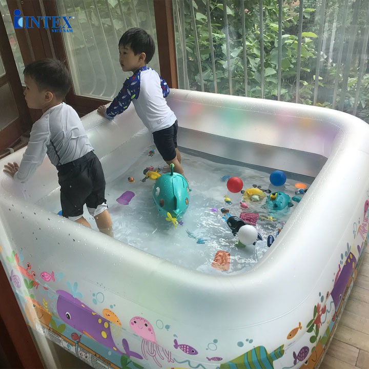 Hồ bơi phao cho bé INTEX 57471, thành bể 3 tầng bơm hơi phù hợp cho trẻ em, bảo hành 12 tháng