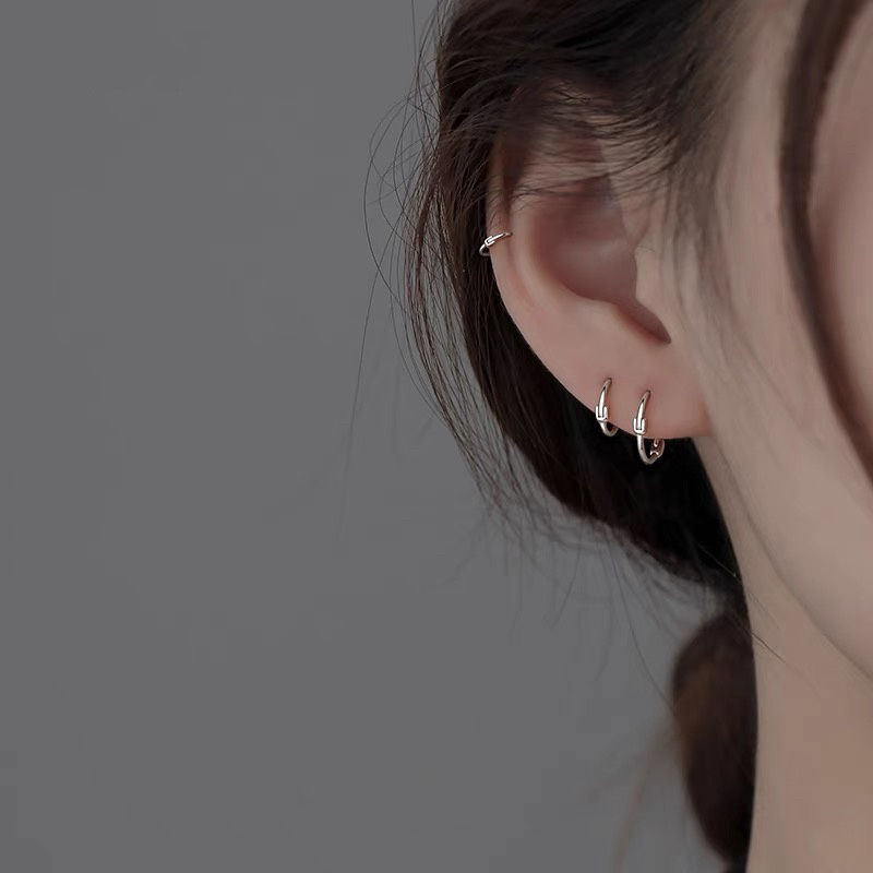Khuyên Tai Nữ Tròn Khuyên Tai Tròn Bộ Khuyên Tai Tròn Mini Bằng Bạc S925 Thời Trang Cho Nữ
