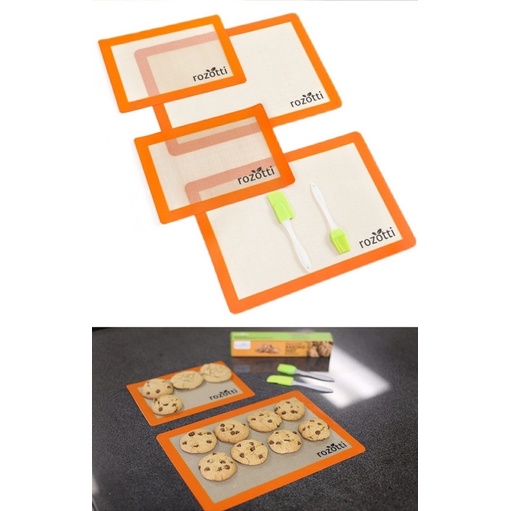 Thảm nướng bánh silicone, silpat tấm nướng bánh, 1 set gồm 6 món