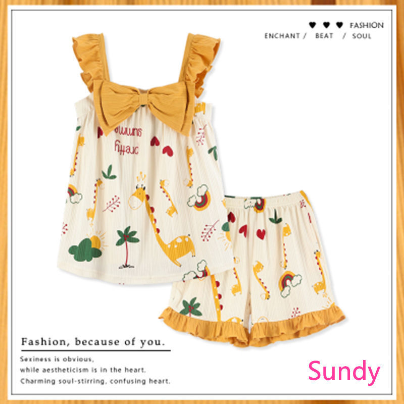 Set đồ ngủ vải cotton mỏng thời trang mùa hè nữ tính ngọt ngào