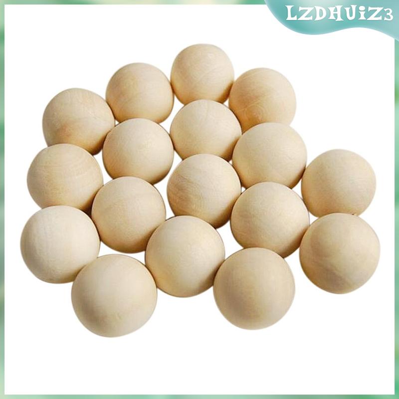 Set 100 Hạt Gỗ Hình Tròn 10mm / 14mm / 20mm / 25mm Làm Đồ Thủ Công DIY