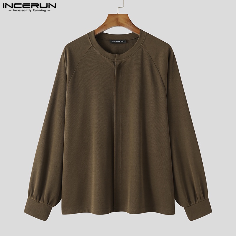 Áo khoác INCERUN dài tay màu trơn không cổ thời trang cho nam