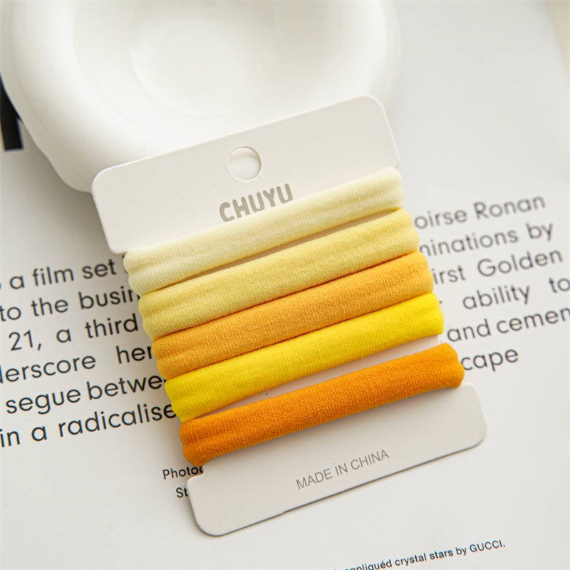 Dây Buộc Tóc Co Giãn Đính Nơ Màu Vàng Kẹo Dễ Phối Đồ Thời Trang Cho Nữ