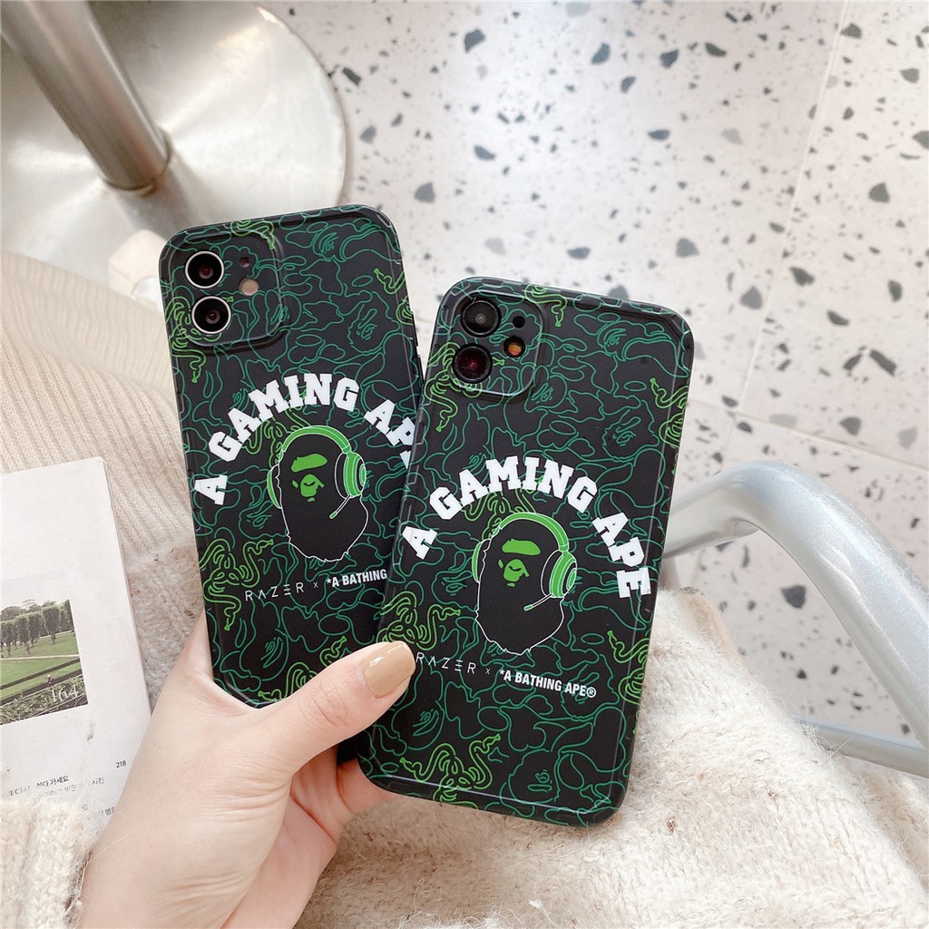 Ốp điện thoại nhựa mềm họa tiết hoạt hình BAPE cho iPhone12 MINI 11 PRO MAX 7/8plus SE2020 X/XS XR XSMAX