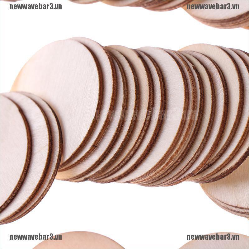 Bộ 50 tấm gỗ hình tròn tự nhiên dùng làm đồ thủ công DIY