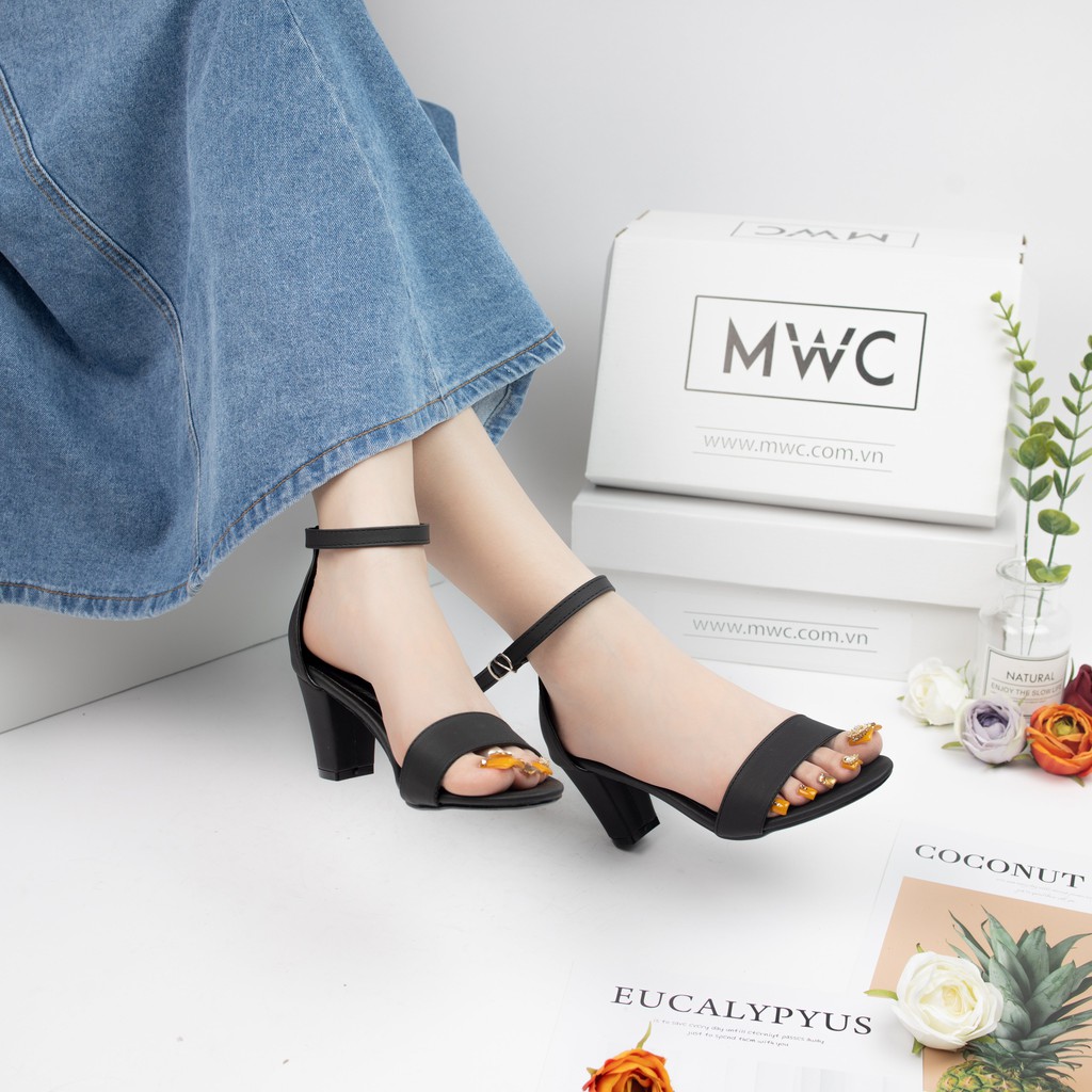 [Mã SKAMFSW175 giảm 10K đơn 50K] Giày Sandal Cao Gót MWC Đế Vuông 7CM Quai Ngang Thanh Lịch NUCG- 3548