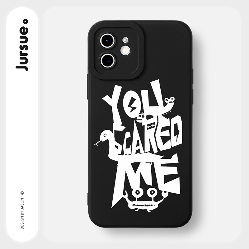 Ốp lưng JURSUE mềm hình độc lạ ngầu nam đen Cho iPhone 14 13 12 11 Pro Max SE 2020 X XR XS 8 7 ip 6S 6 Plus Y2413