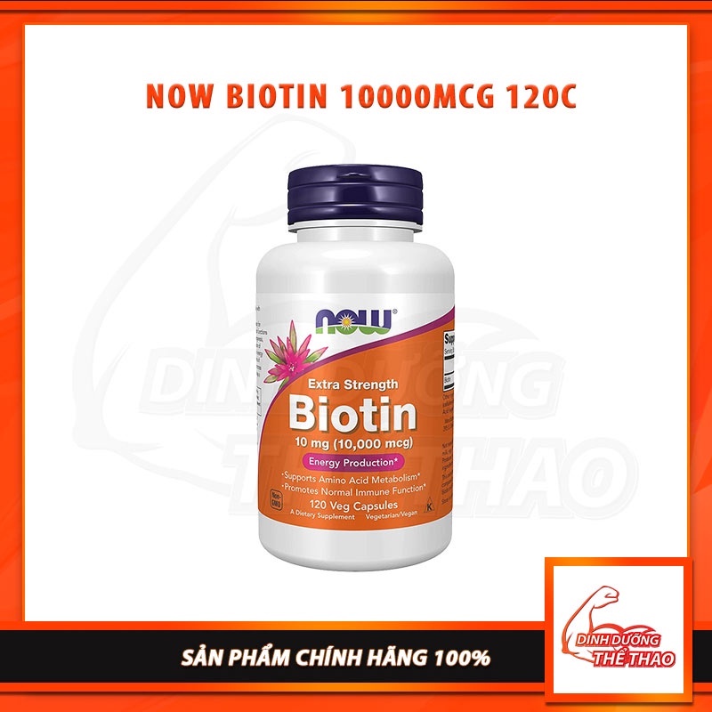 NOW BIOTIN 10.000MCG Viên Uống Hỗ Trợ Mọc Tóc Và Chống Rụng Tóc Hậu Covid