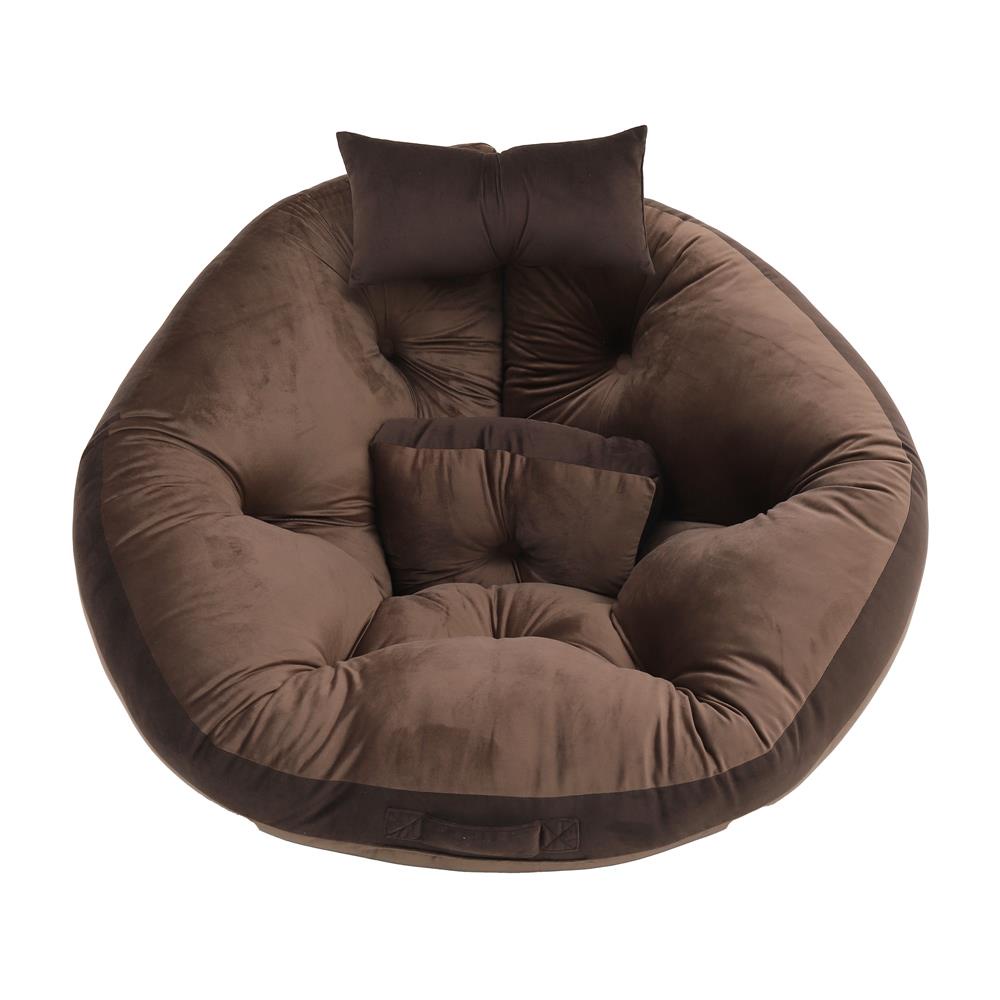 HomeBase HLS Đệm ngồi ghế lười Polyester siêu dày siêu êm mềm mại thoải mái R88xC63xS50 cm Nâu
