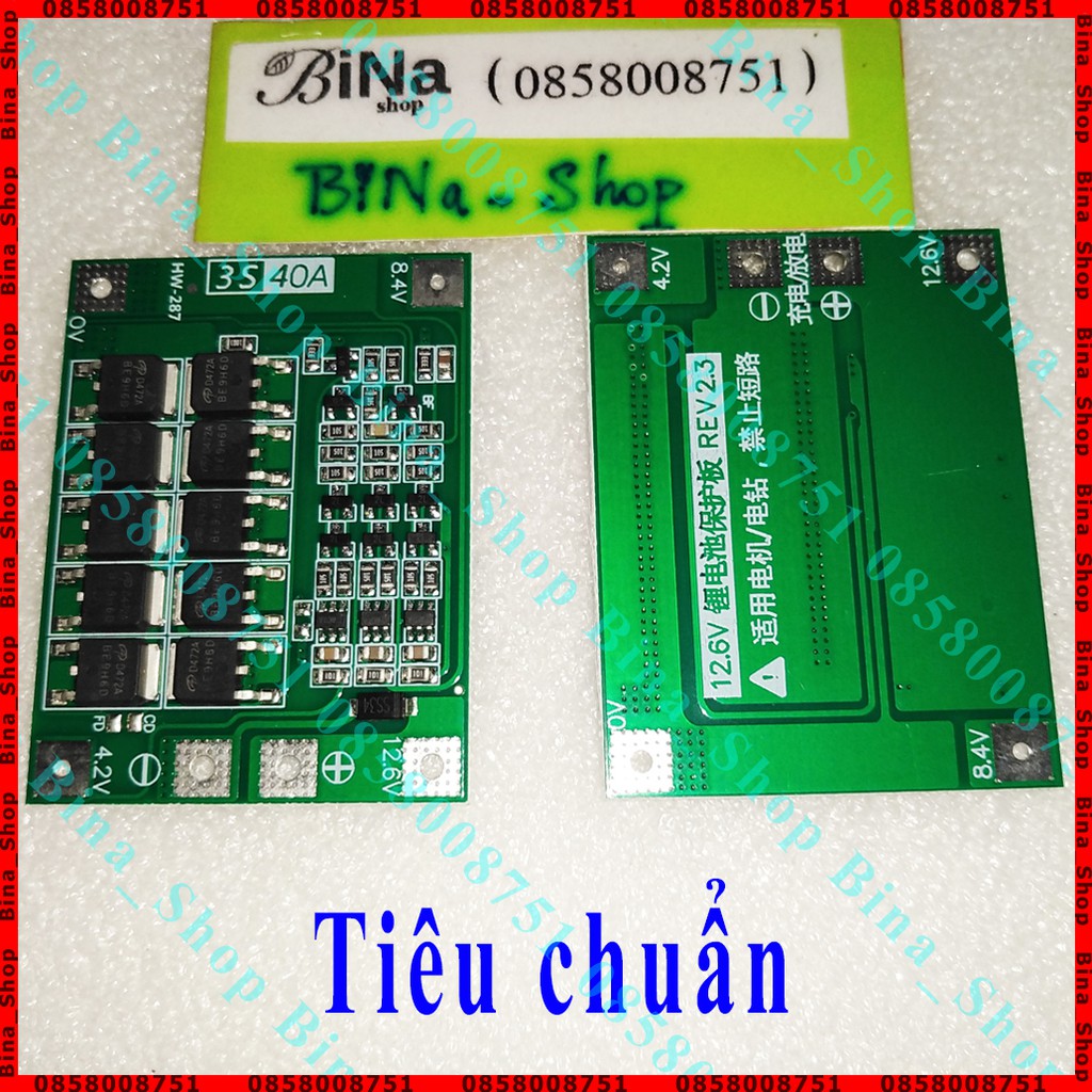 Mạch sạc bảo vệ pin 3S 40A 12.6V cân bằng / tiêu chuẩn