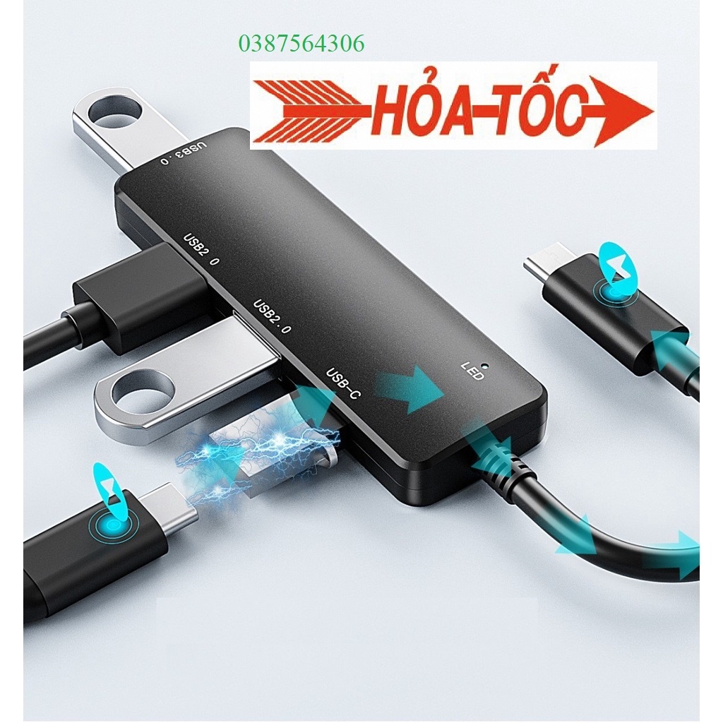 Hub Type C và Hub 3.0 tốc độ cao full box, cổng chia usb mở rộng kết nối cho pc, laptop, điện thoại