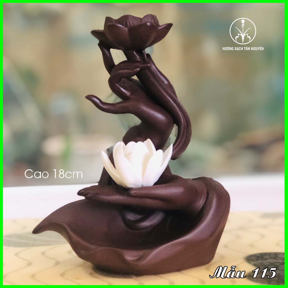 Thác khói phong thủy Tân Nguyên, tháp khói Phật Thủ Liên Hoa, tặng kèm hoa sen, chất liệu gốm sứ cao cấp TK115